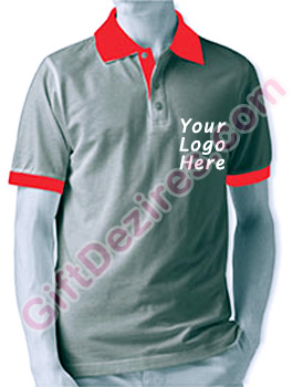 Designer Grey Heather and Red Color Company Logo T Shirts